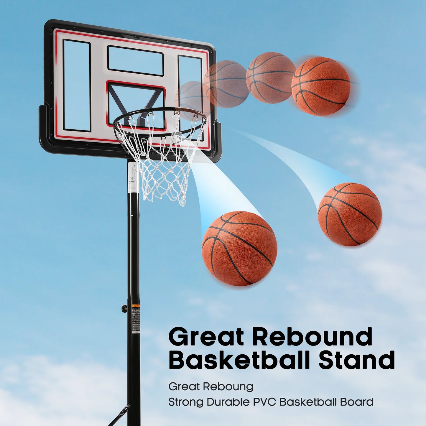 Portable Basketball Hoop with Height Adjustable 6.56Ft to 10Ft ( Free Basketball included )