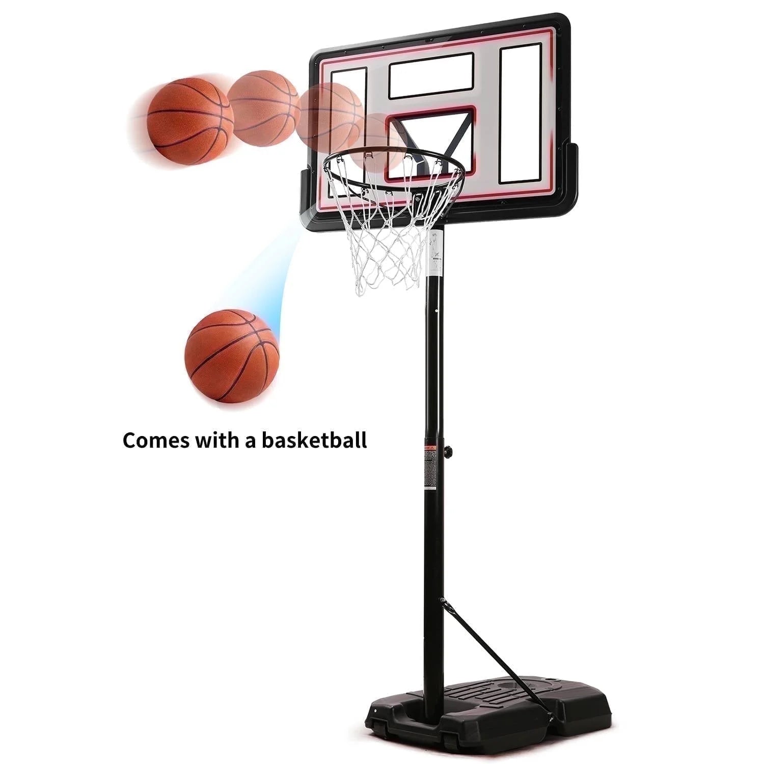 Portable Basketball Hoop with Height Adjustable 6.56Ft to 10Ft ( Free Basketball included )