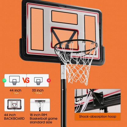Portable Basketball Hoop with Height Adjustable 6.56Ft to 10Ft ( Free Basketball included )